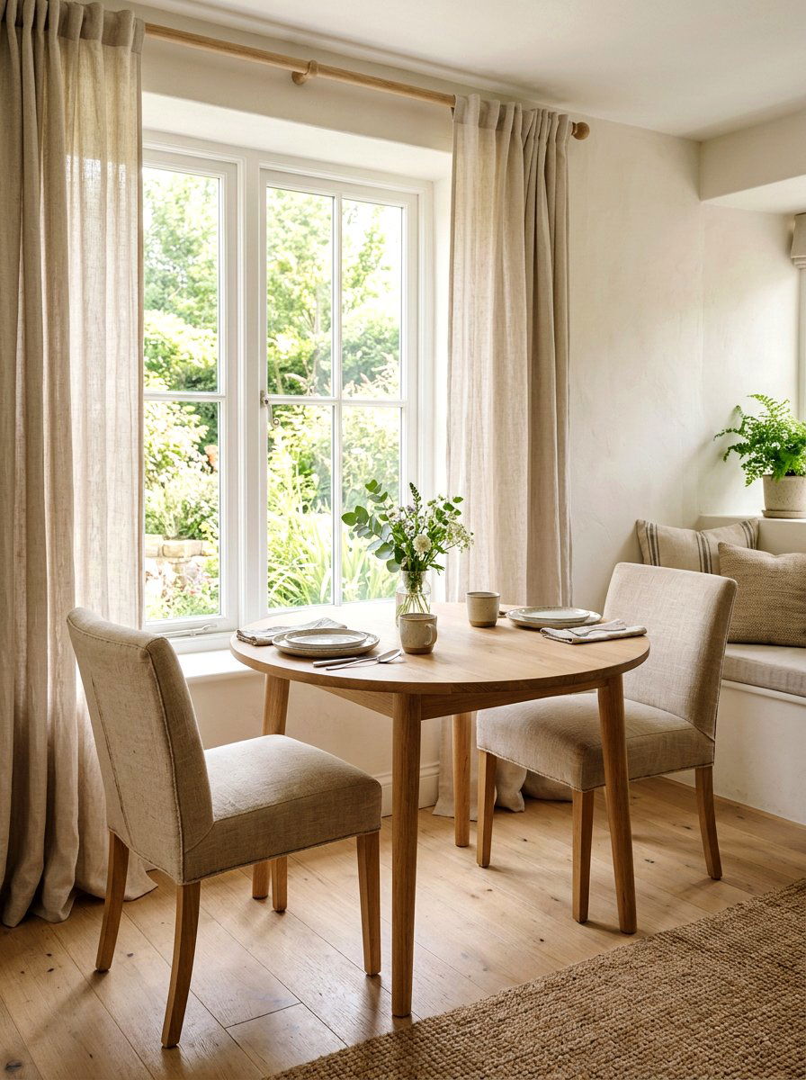 Natural Linen Seating - 30 apartment breakfast nook ideas