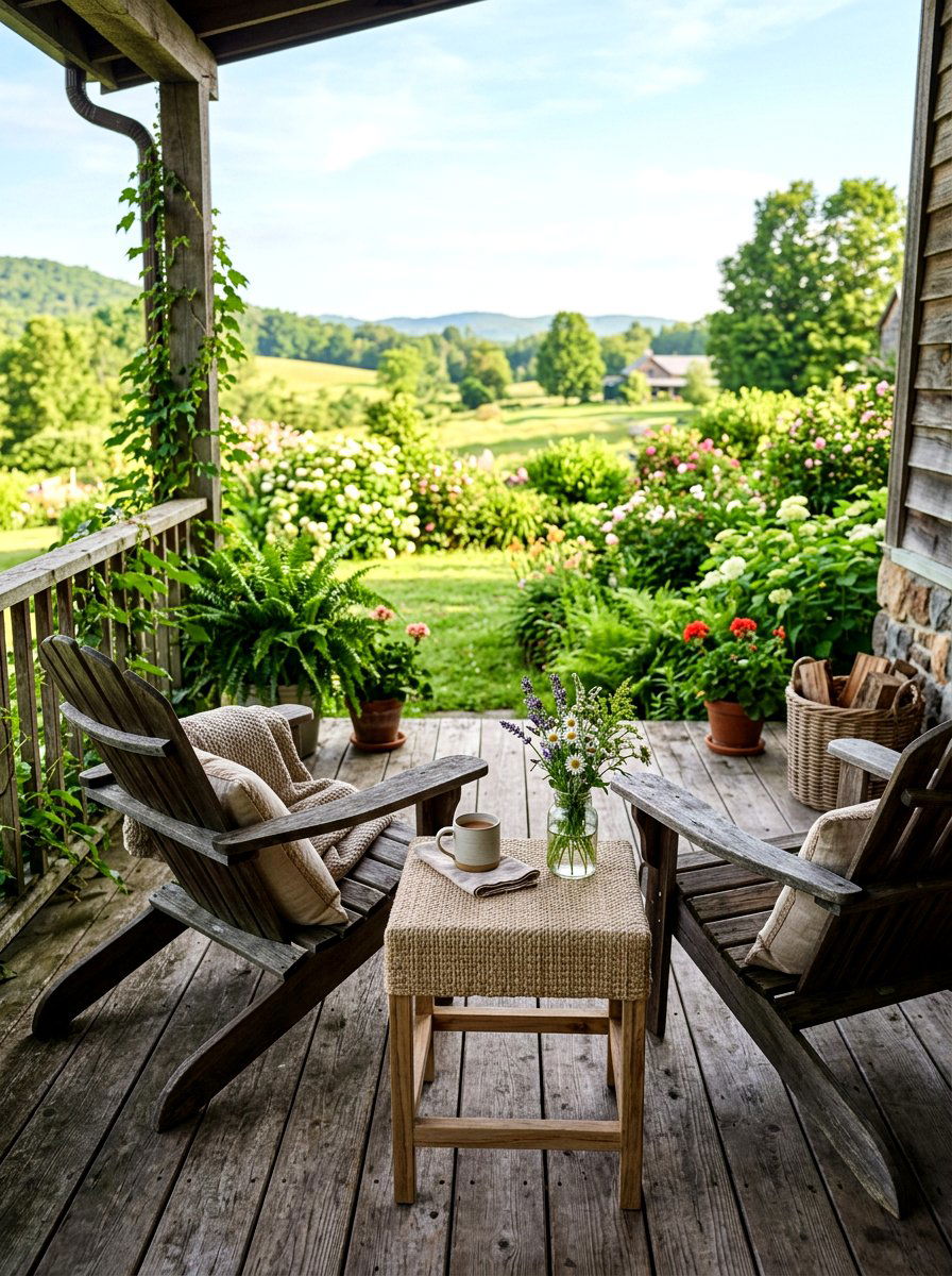 Natural Linen Side Table - 30 porch skirted table ideas