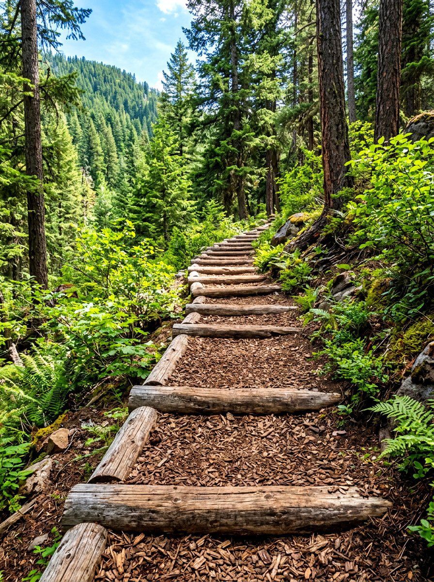 Natural Log Path - 30 stepping stone backyard path ideas
