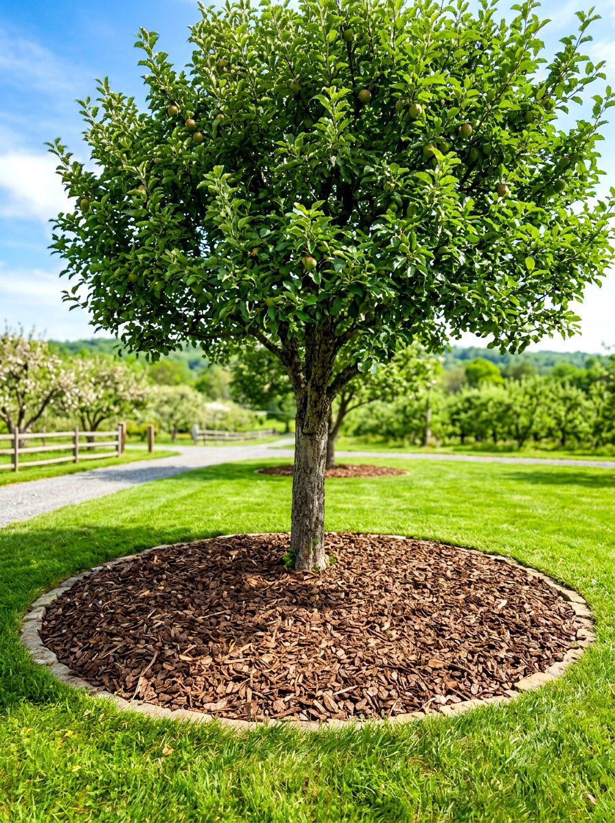 Natural Mulch Apple Tree Bed - 30 apple tree border ideas