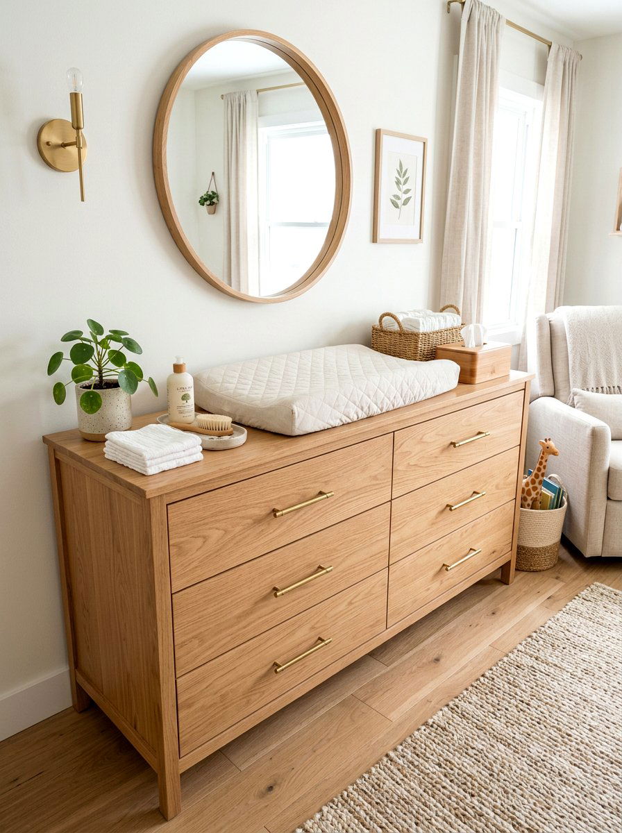 Natural Oak Changing Station - 30 changing station ideas