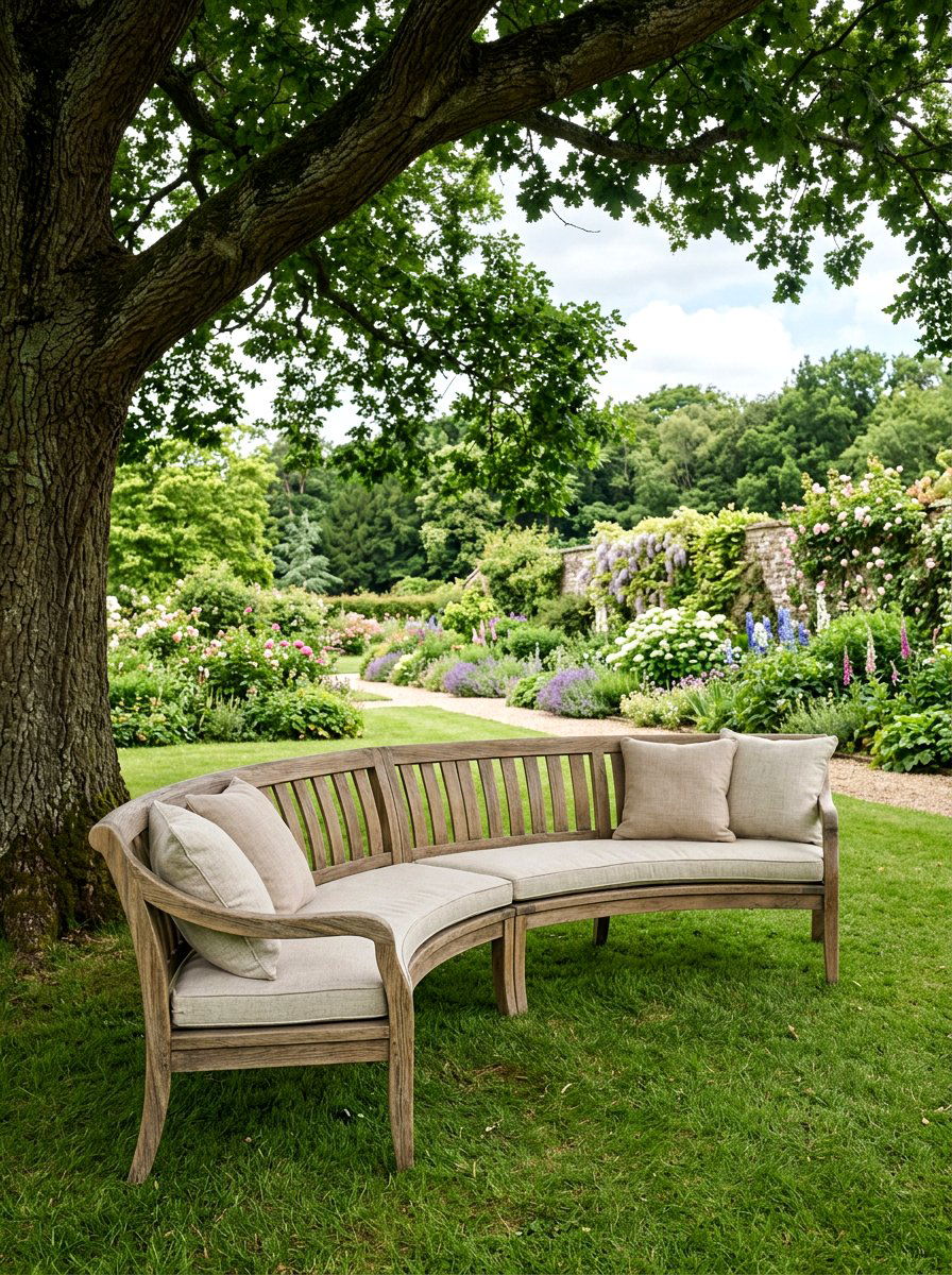 Natural Oak Curved Garden Sofa - 30 curved patio sofa ideas
