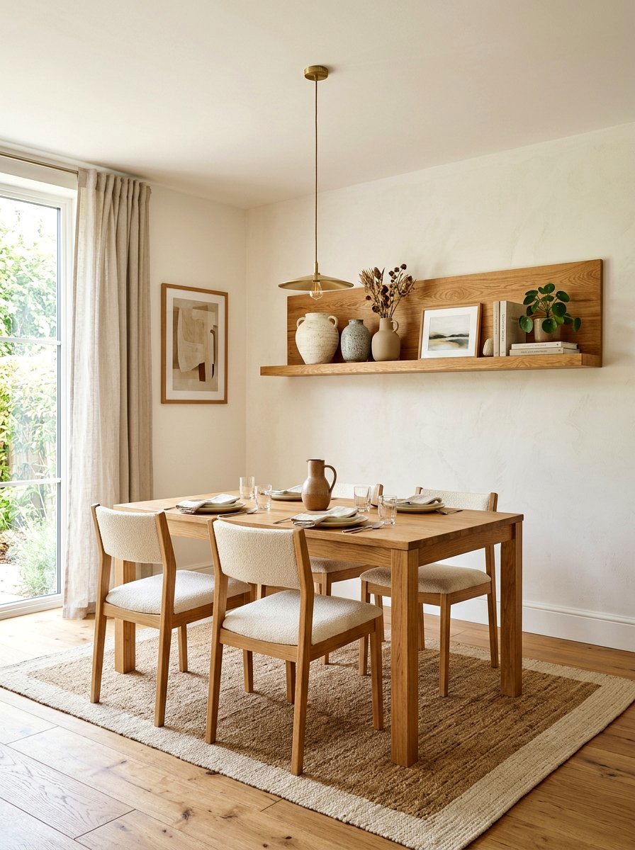 Natural Oak Dining Room Shelf - 30 dining room picture ledge ideas
