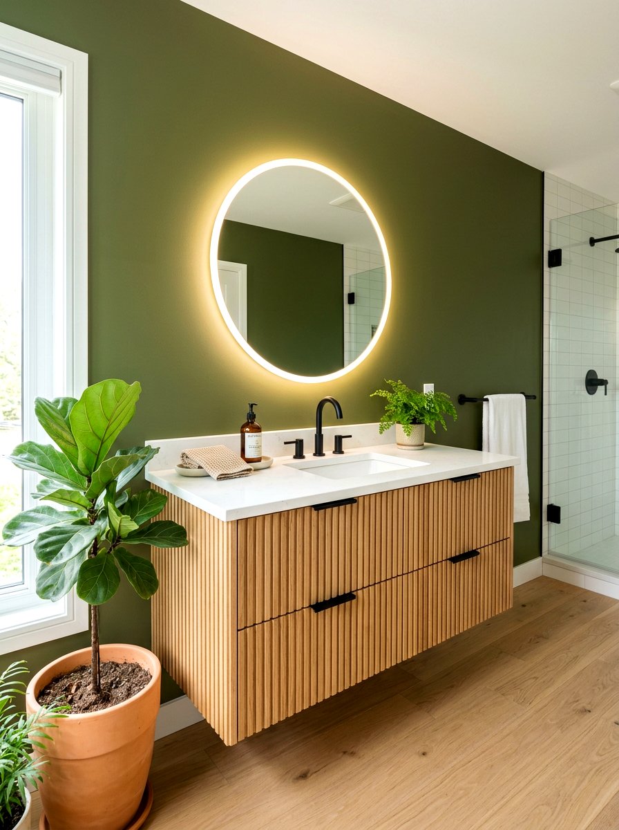 Natural Oak Fluted Vanity Bathroom - 30 fluted vanity bathroom ideas