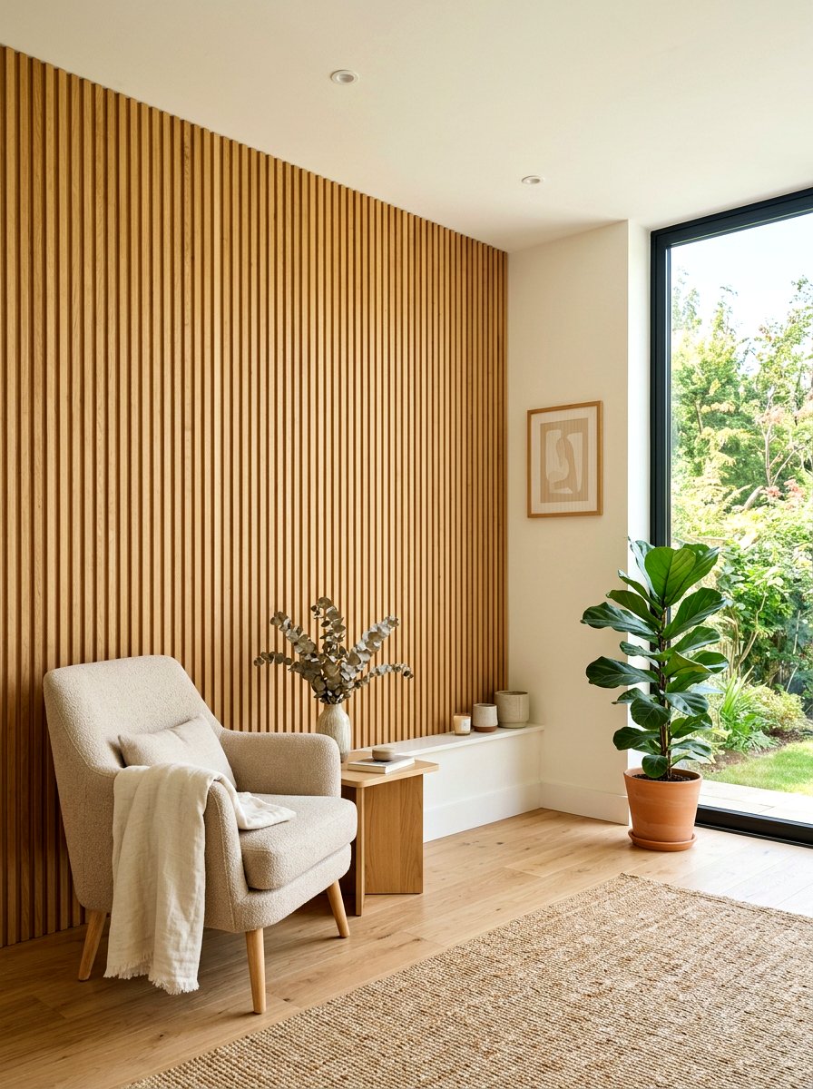 Natural Oak Fluted Wall - 30 fluted wood wall ideas