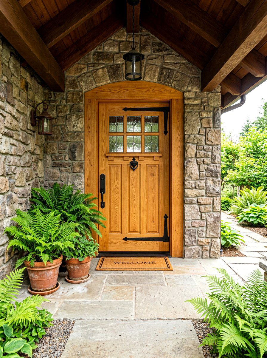 Natural Oak Front Door - 30 cottage front door ideas
