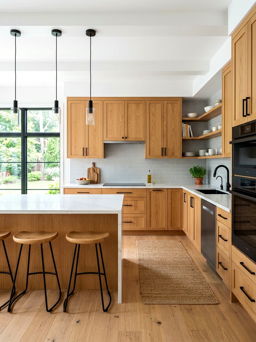 Natural Oak Kitchen Cabinets - 30 warm wood kitchen cabinets ideas