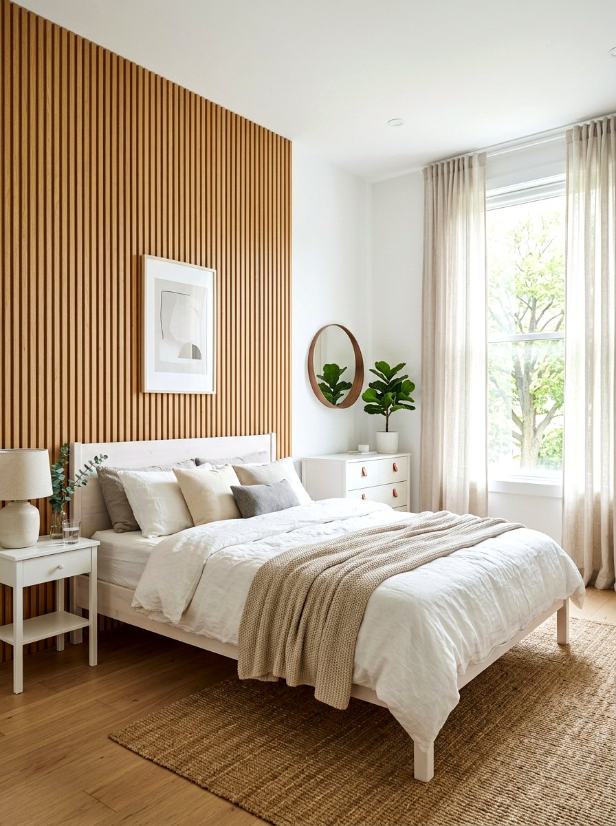 Natural Oak Slat Wall - 30 wall panel molding ideas