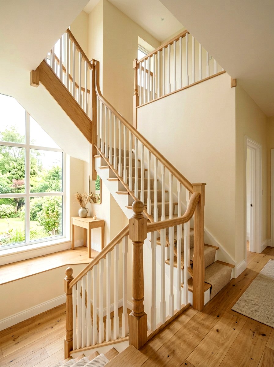 Natural Oak Stair Railing - 30 banister makeover ideas