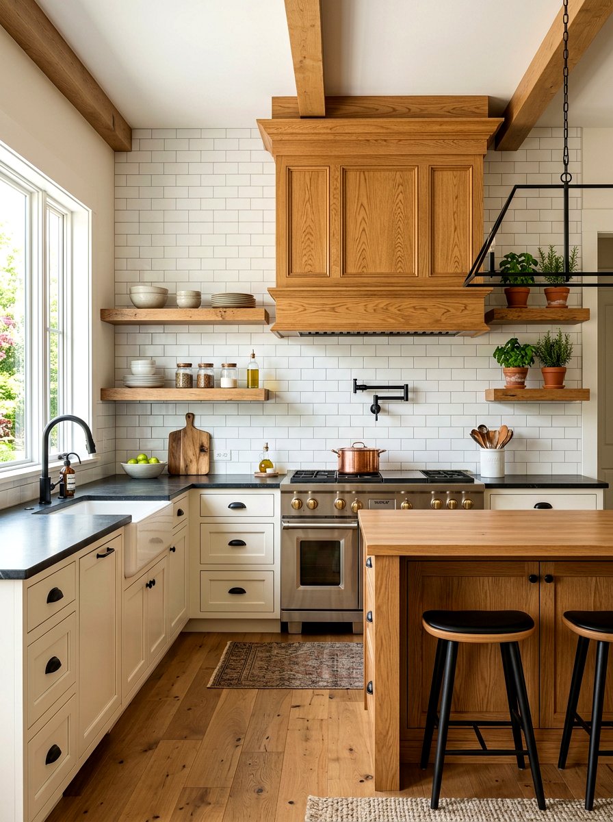 Natural Oak Wood Hood - 30 paneled range hood ideas