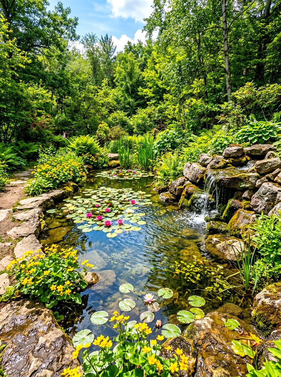 Natural Pond - 30 woodland backyard landscaping ideas