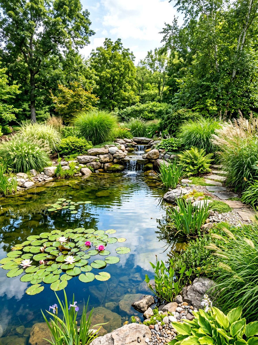 Natural Pond - 30 healing backyard garden ideas