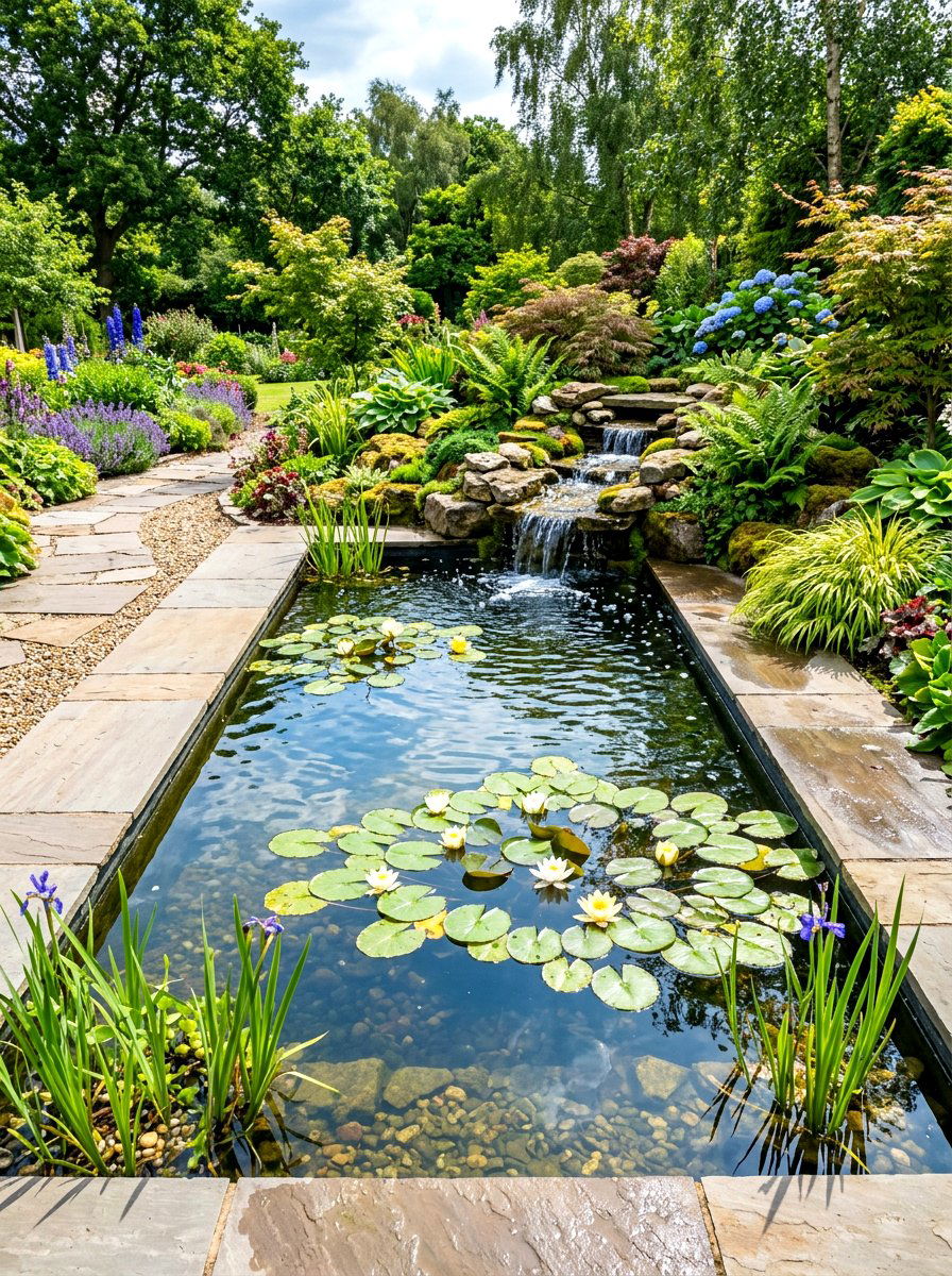 Natural Pond Feature - 30 modern cottage garden ideas