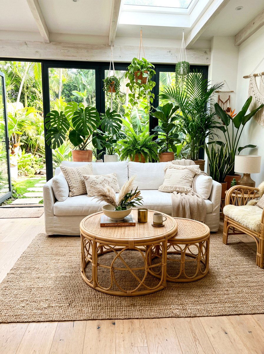 Natural Rattan Nesting Coffee Table - 30 nesting coffee table ideas
