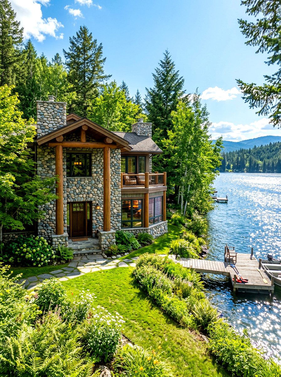Natural River Rock Exterior - 30 stone house exterior ideas