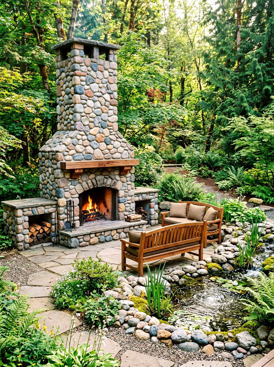 30 Stone Outdoor Fireplace Ideas for Cozy Nights Outside