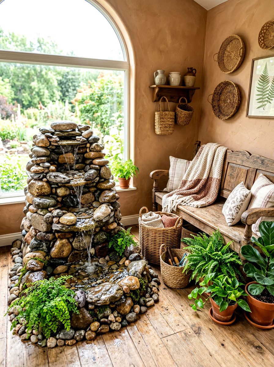 Natural River Rock Fountain - 30 tabletop fountain ideas