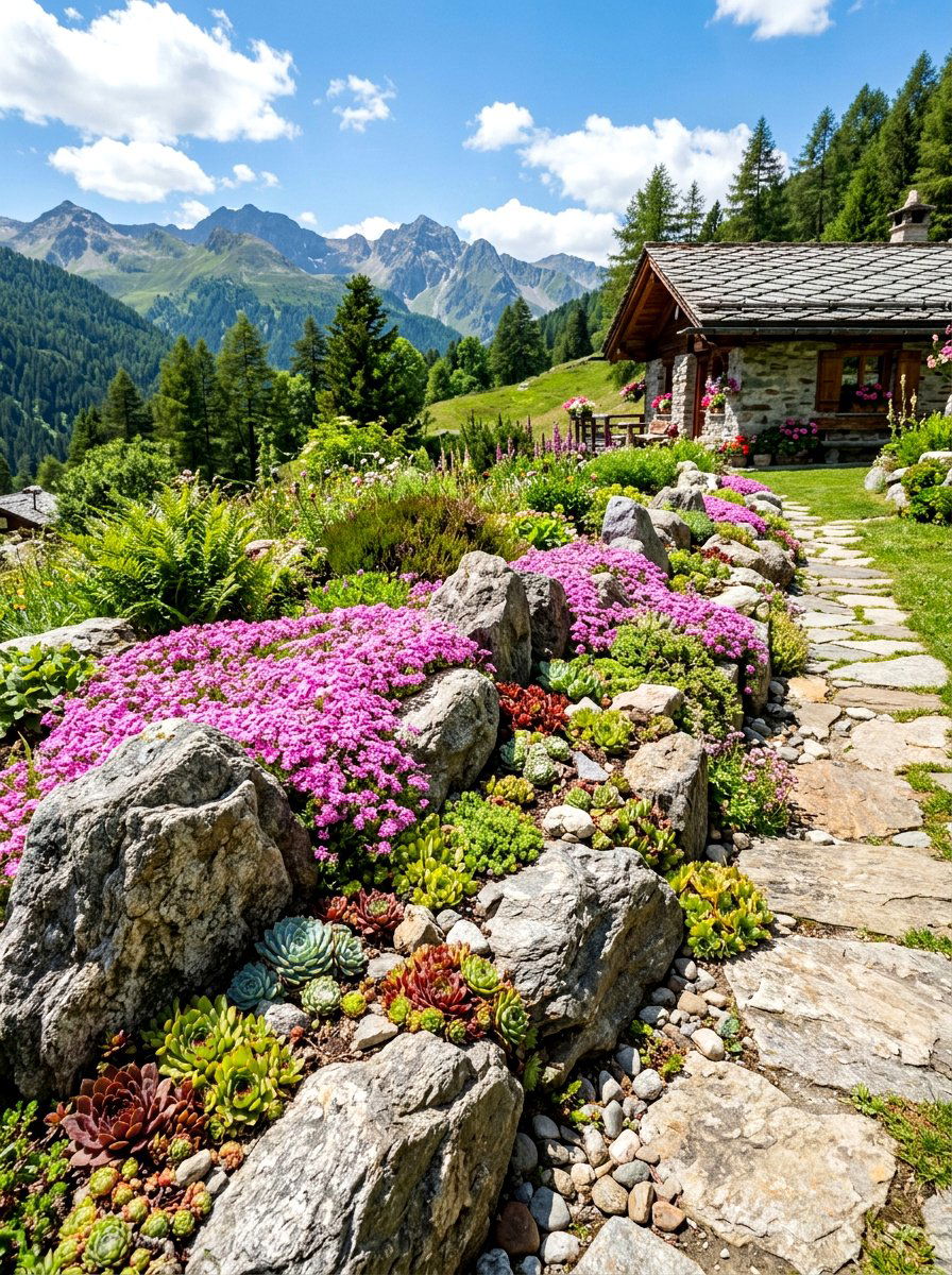 Natural Rock Border - 30 cottage border backyard ideas