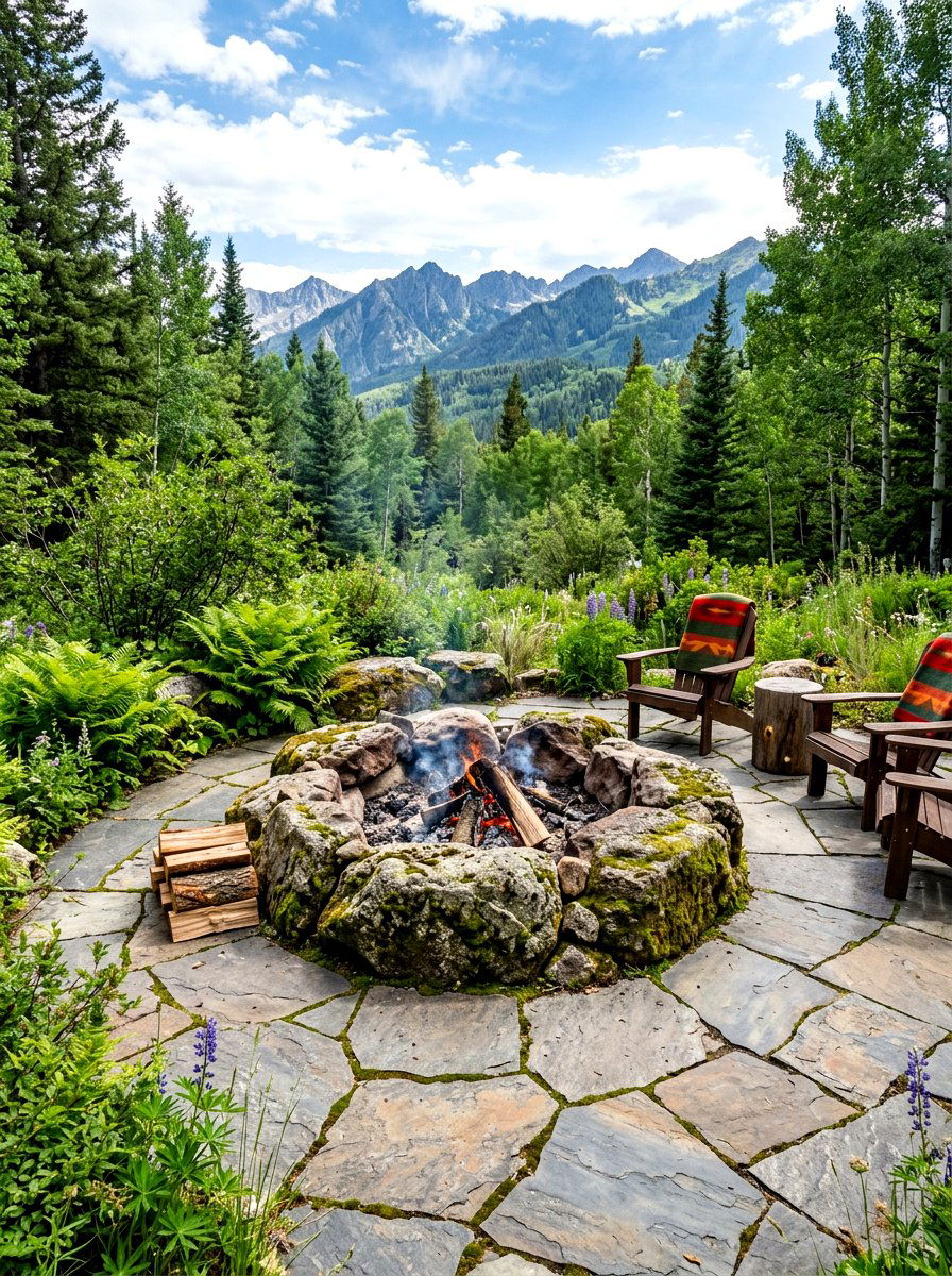 Natural Rock Fire Pit - 30 fire pit corner ideas