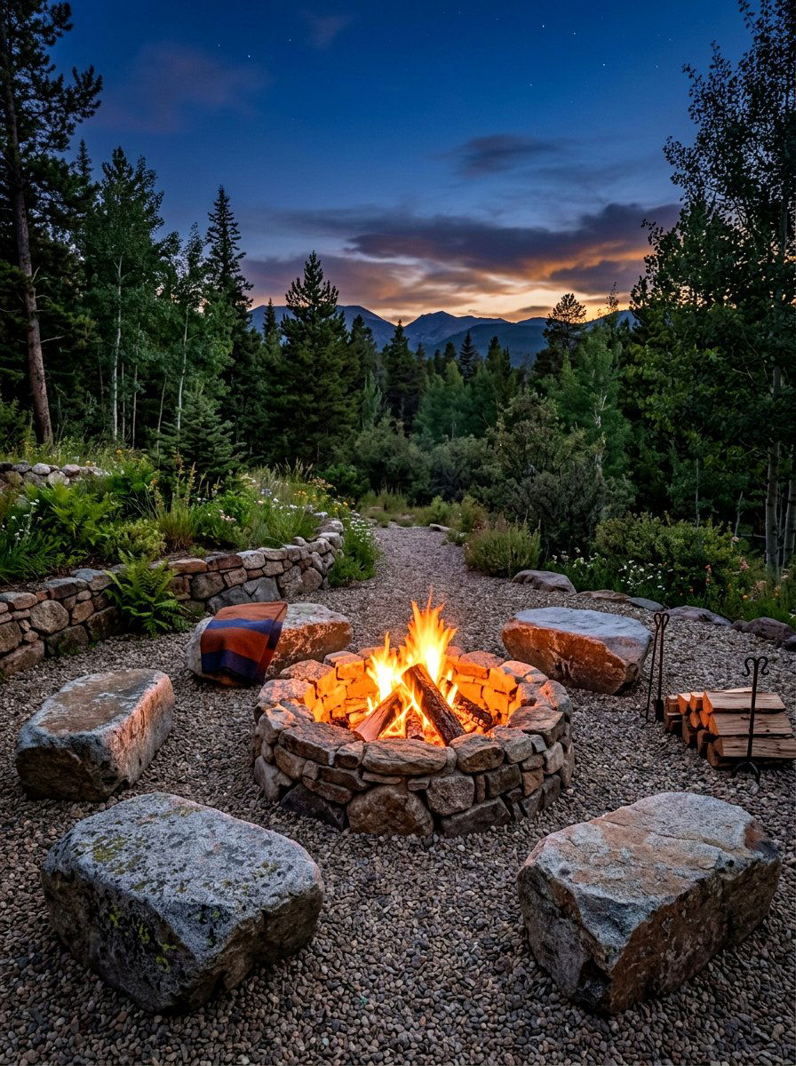 Natural Rock Fire Pit - 30 rock landscaping ideas