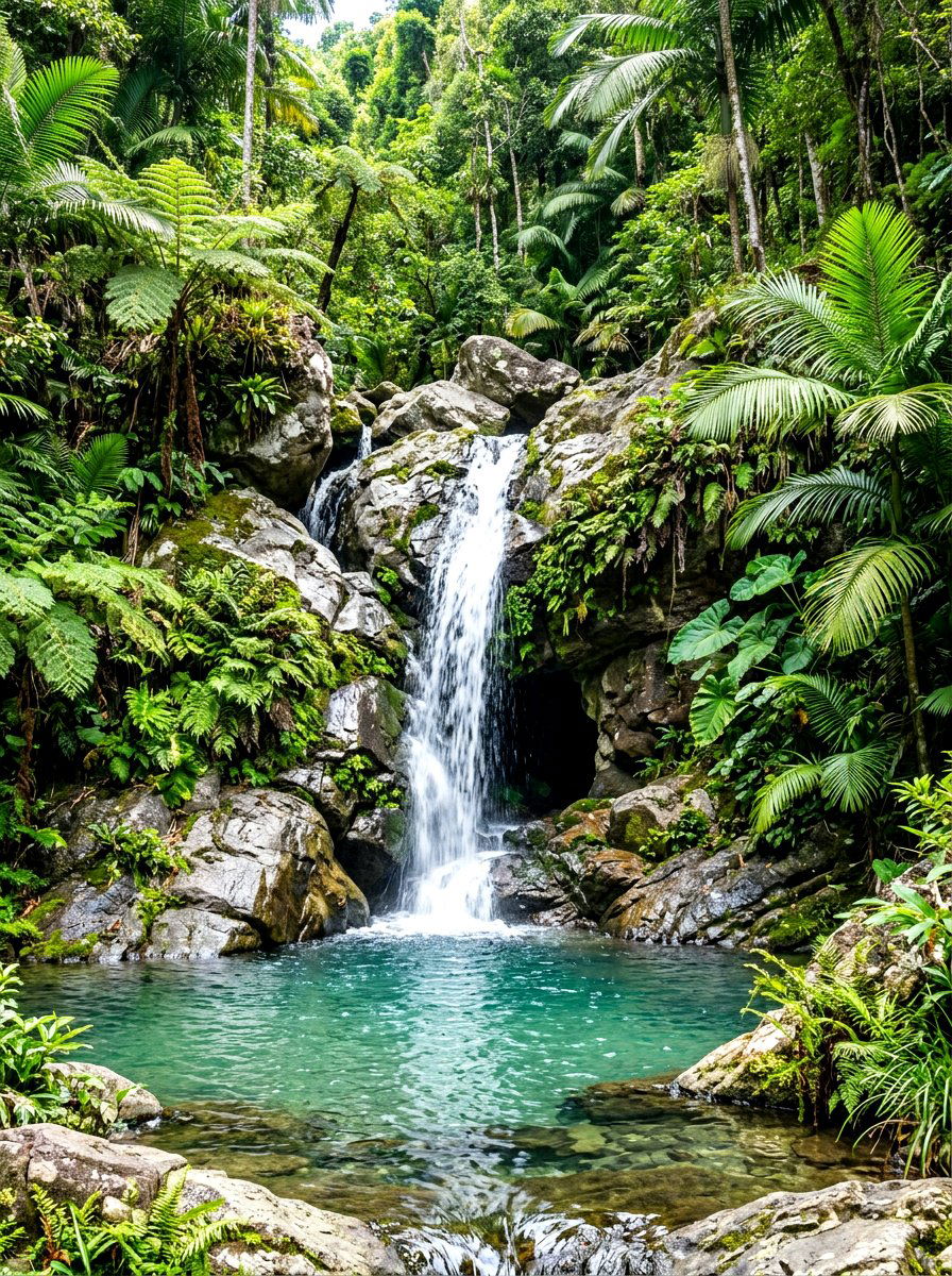 Natural Rock Waterfall Grotto - 30 pool waterfall ideas