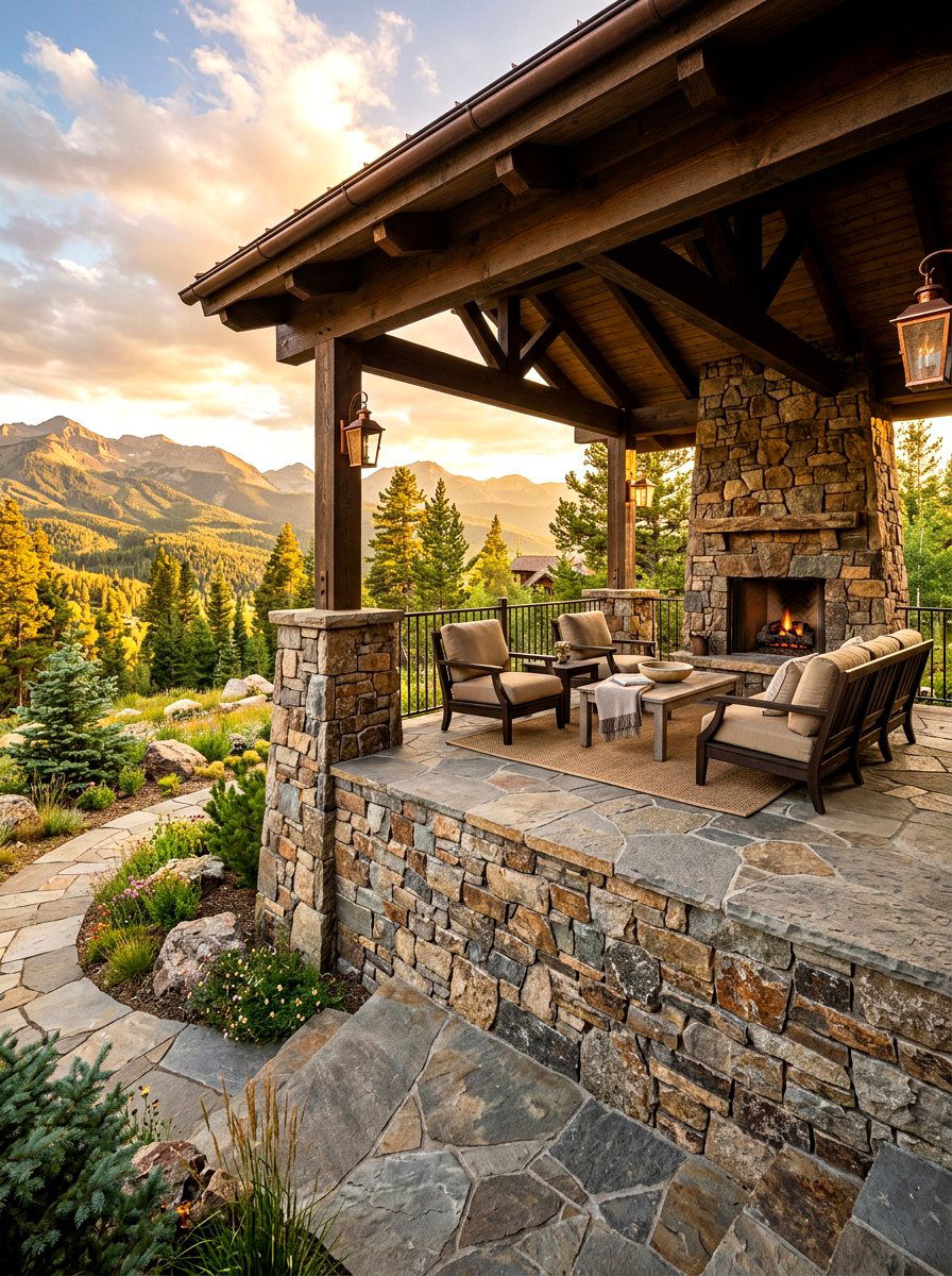 Natural Stacked Stone - 30 porch skirting ideas