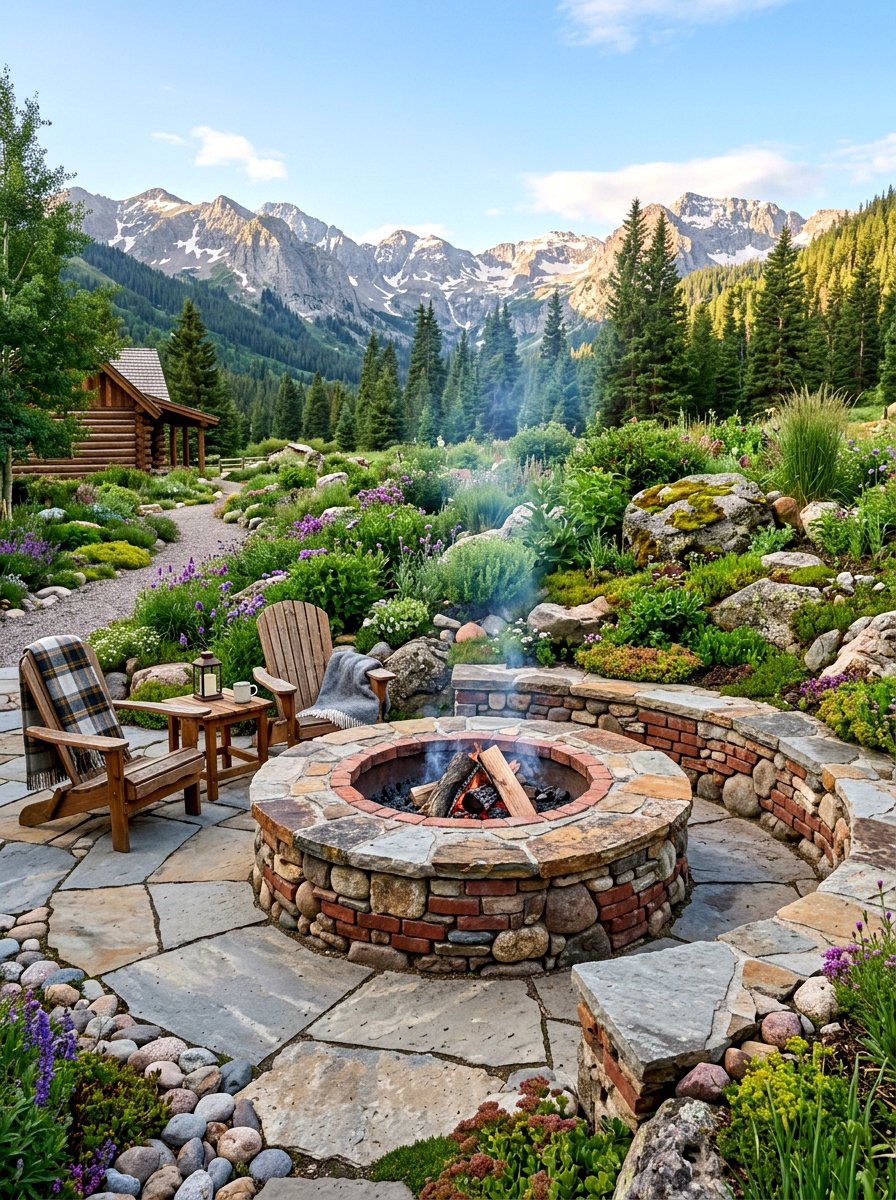 Natural Stone And Brick Fire Pit - 30 brick fire pit ideas