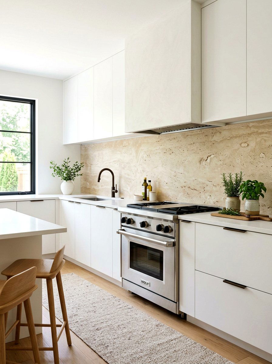 Natural Stone Backsplash - 30 scandi kitchen ideas