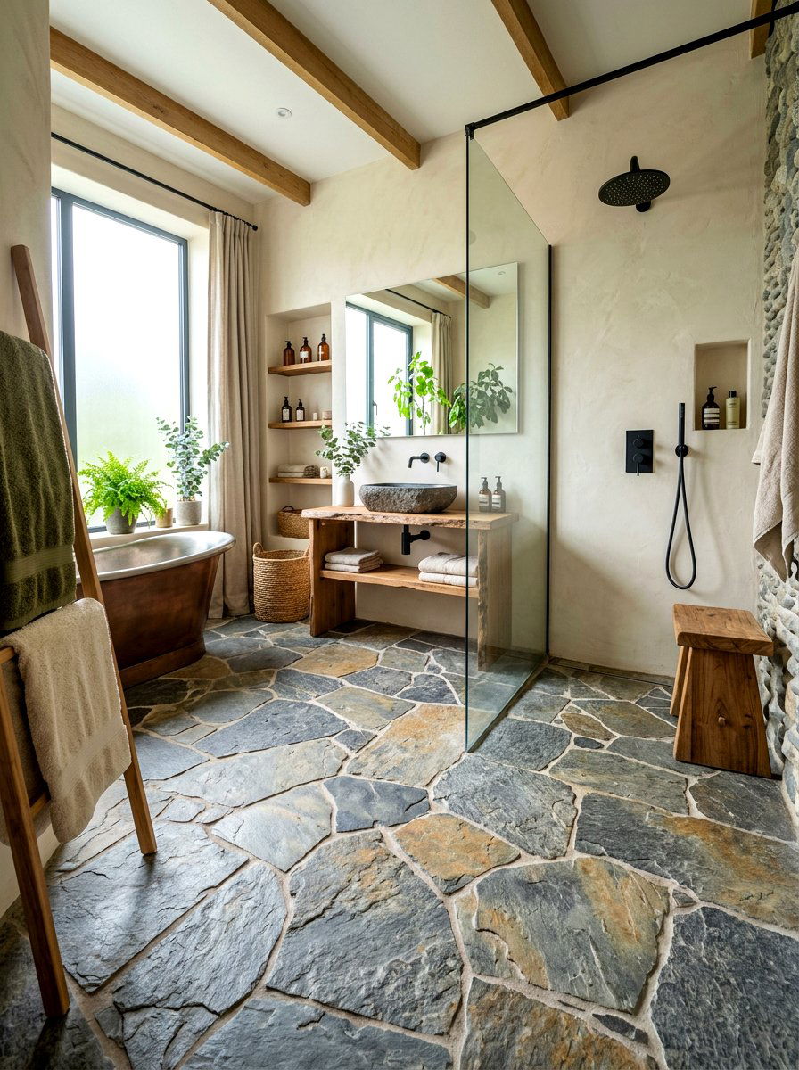 Natural Stone Bathroom Flooring - 30 eco bathroom ideas