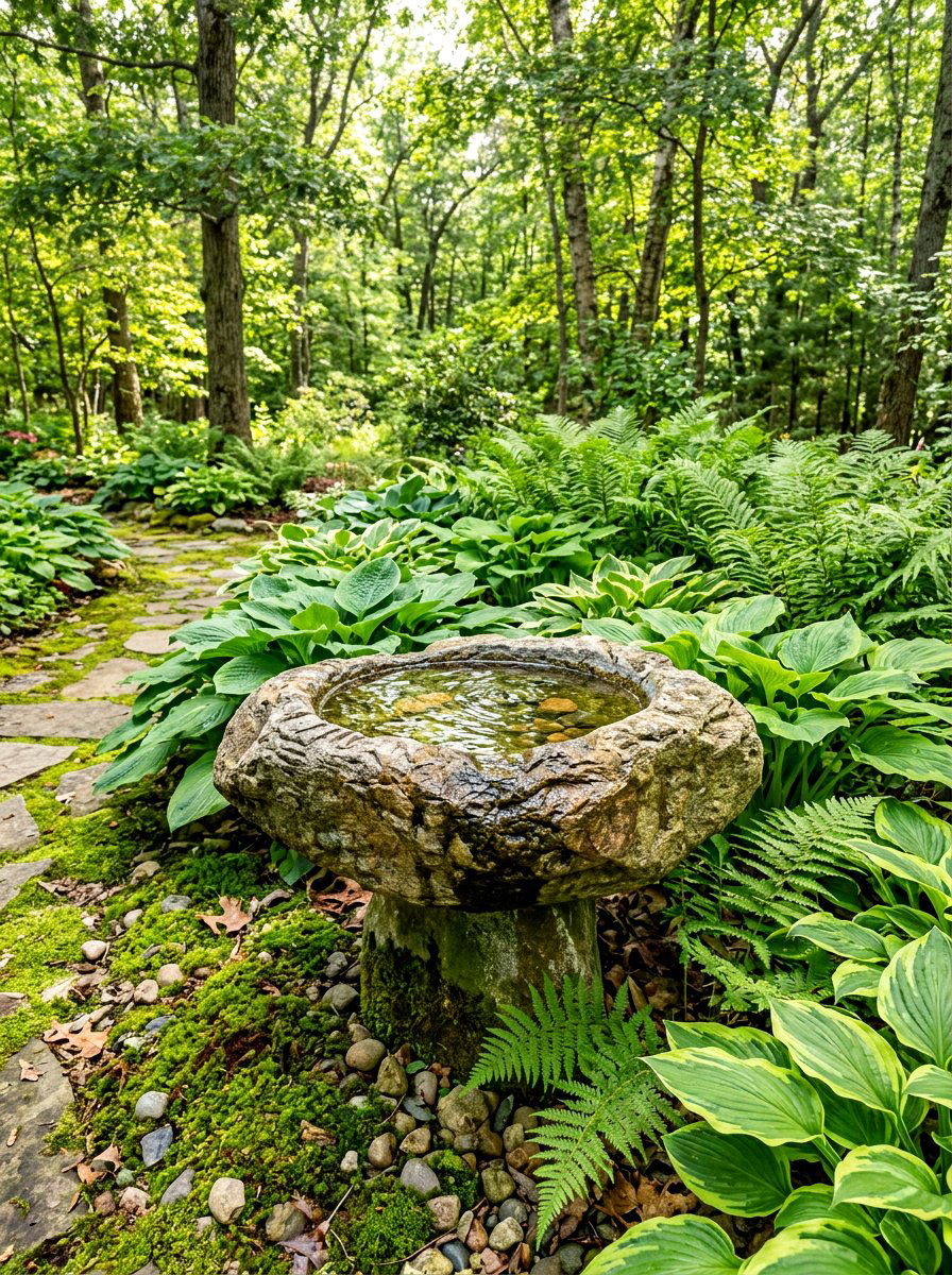 Natural Stone Bird Bath - 30 bird bath ideas