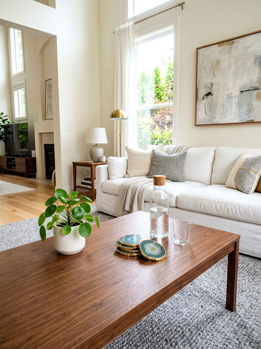 Natural Stone Coasters - 30 coffee table seasonal decor ideas