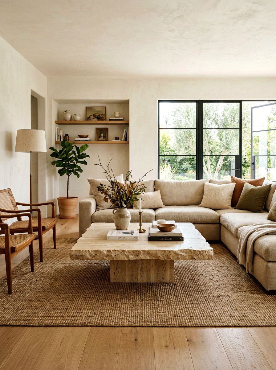 Natural Stone Coffee Table - 30 elegant living room ideas