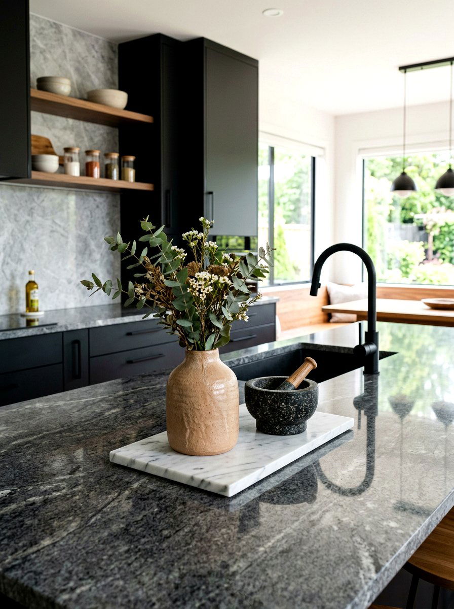 Natural Stone Countertop Vignette - 30 layered kitchen decor ideas