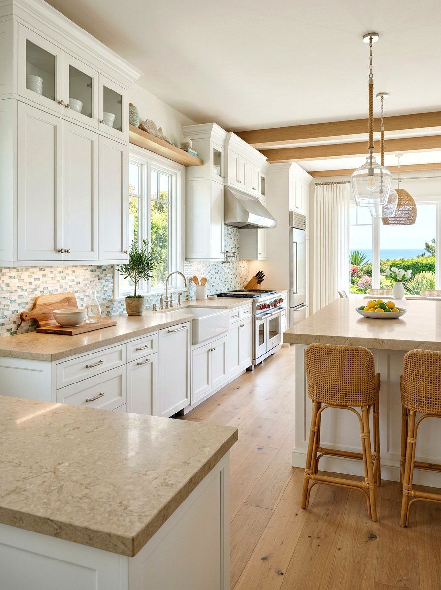 Natural Stone Countertops - 30 beach house kitchen ideas