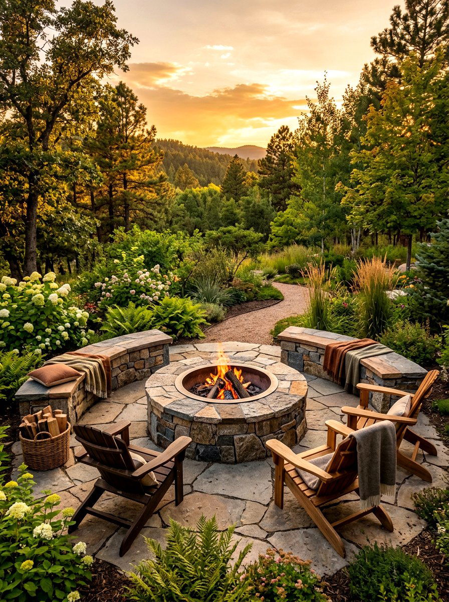 Natural Stone Fire Pit - 30 cozy fire pit ideas