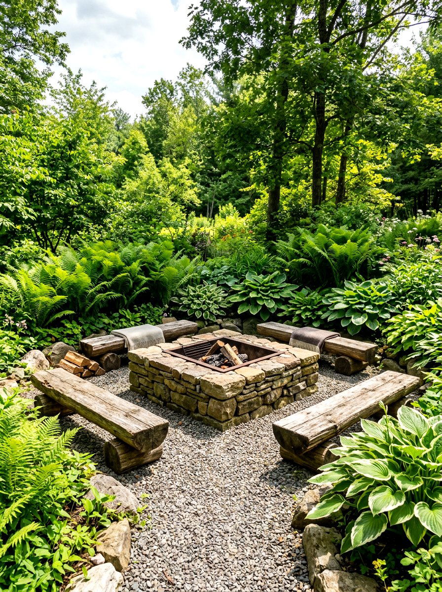 Natural Stone Fire Pit - 30 square fire pit ideas