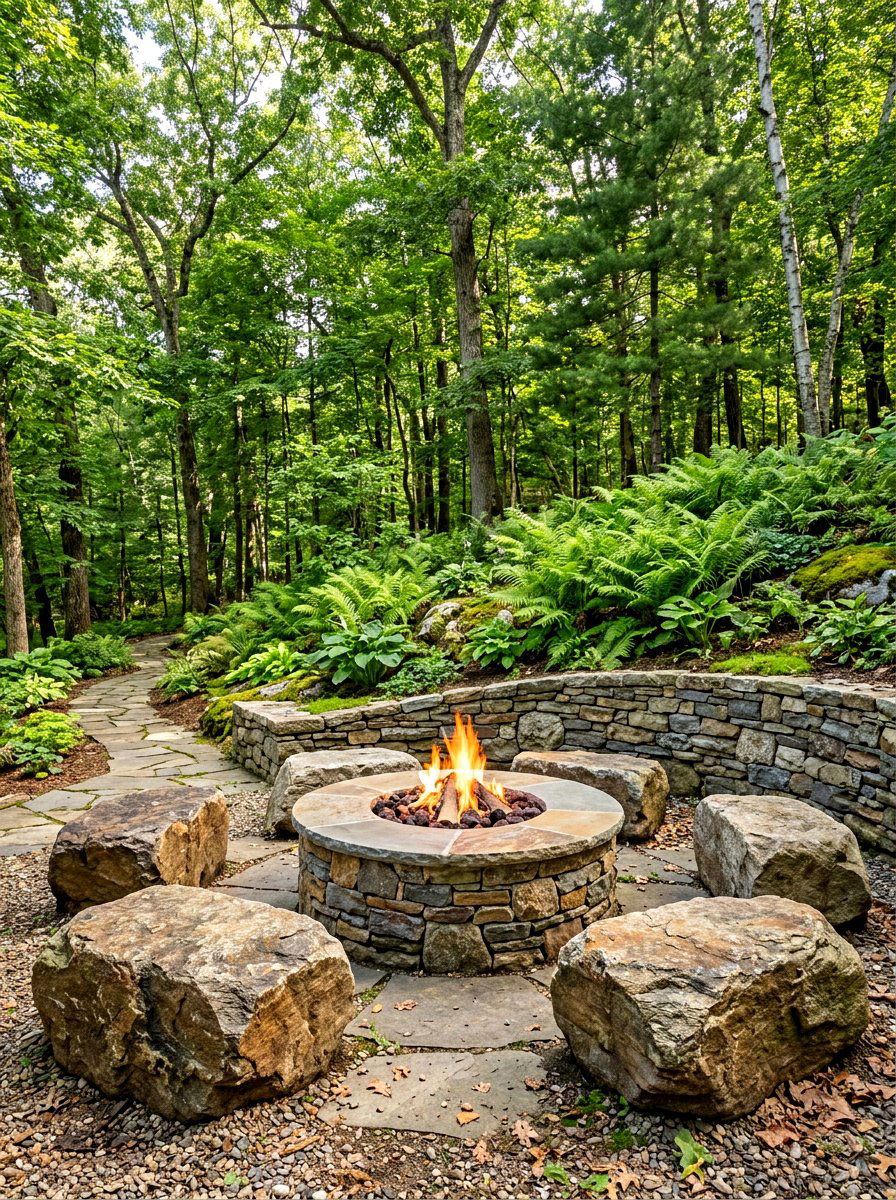 Natural Stone Fire Table Landscape - 30 fire table patio ideas