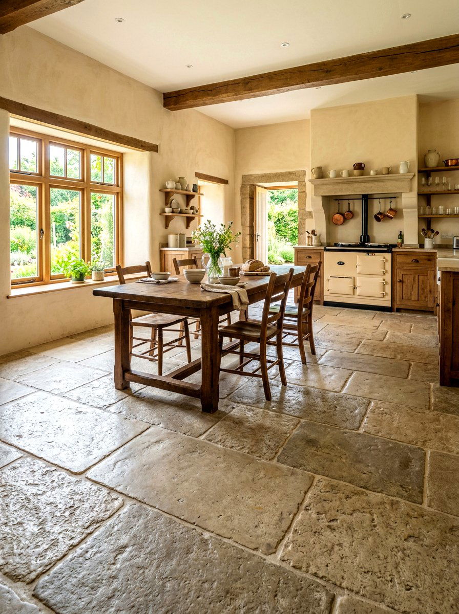 Natural Stone Flagstone Flooring - 30 English cottage kitchen ideas