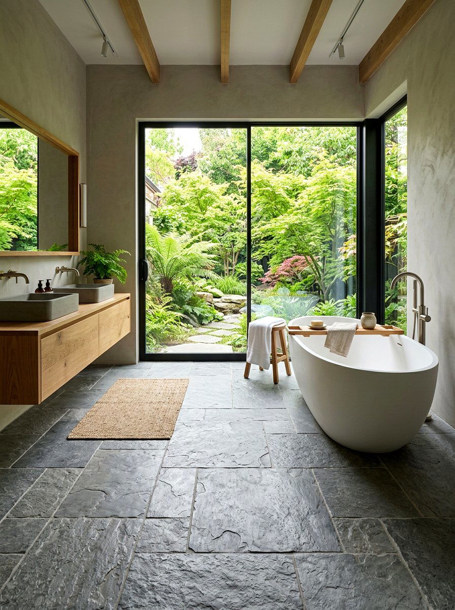 Natural Stone Floor Tile - 30 nontoxic bathroom ideas