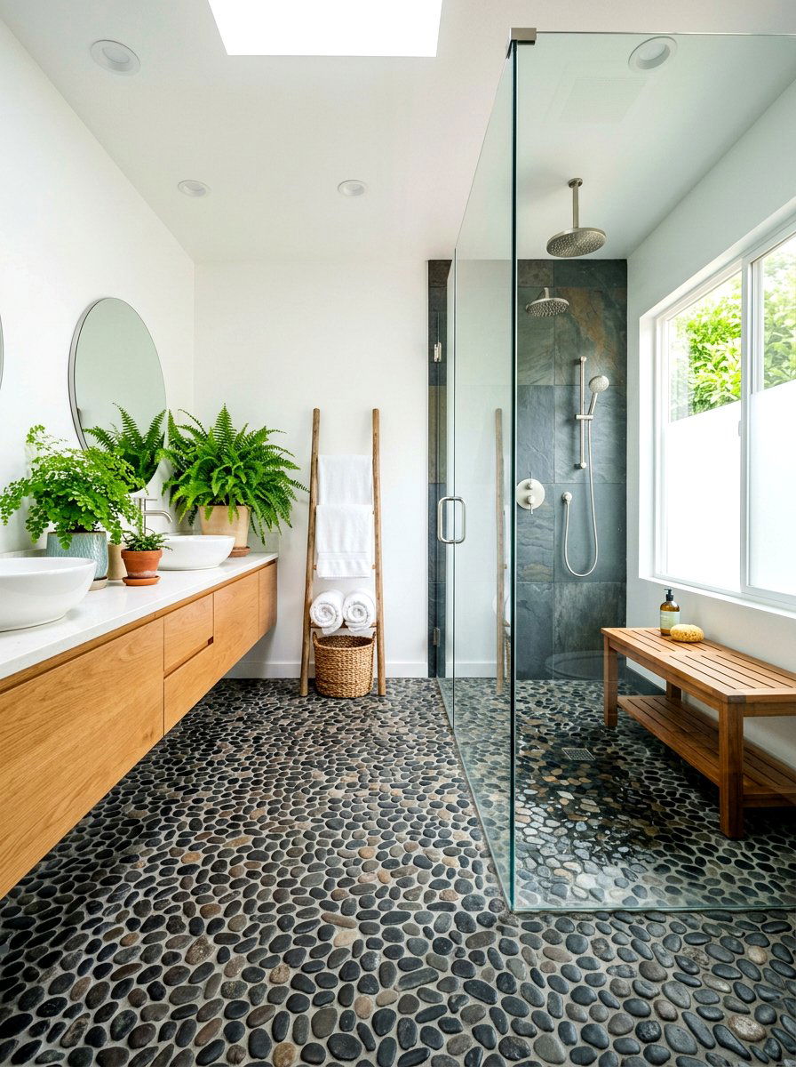 Natural Stone Floor - 30 bathroom jungle ideas
