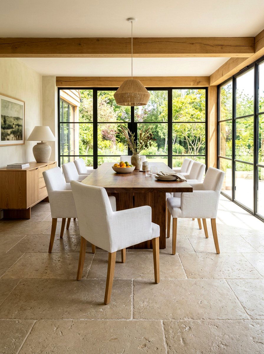 Natural Stone Flooring - 30 quiet luxury dining room ideas