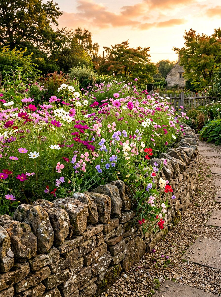 Natural Stone Garden Border - 30 cottage border backyard ideas