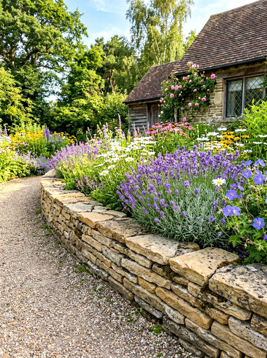 Natural Stone Garden Edge - 30 front yard border ideas