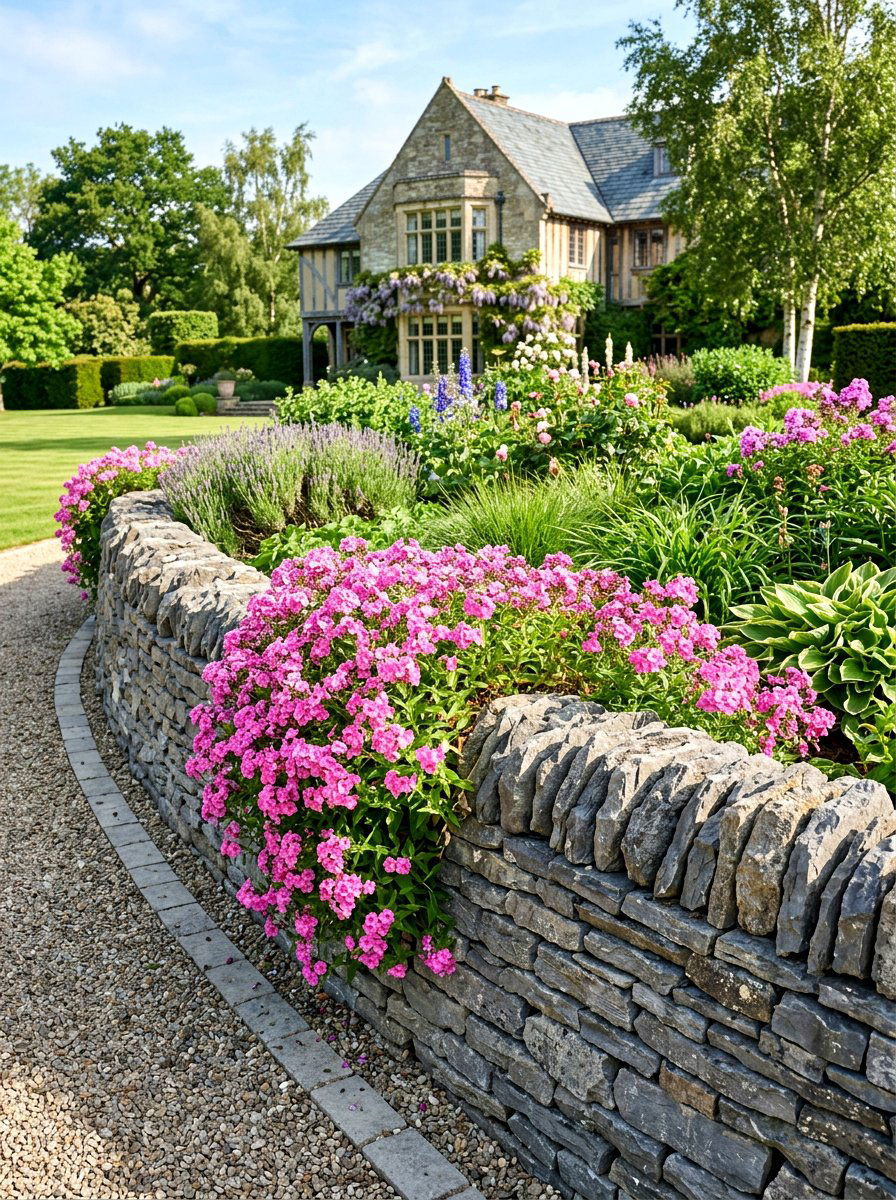Natural Stone Garden Wall - 30 front yard border ideas