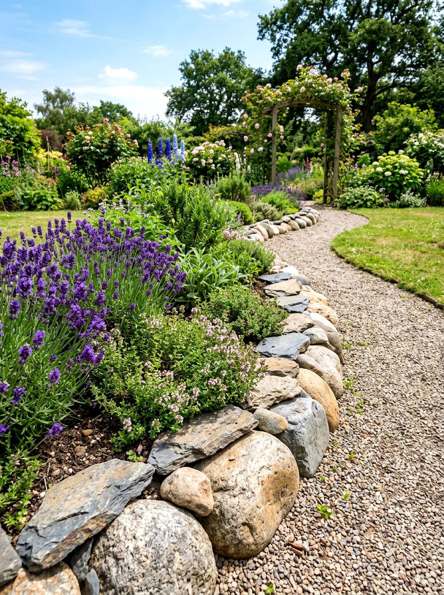Natural Stone Herb Border - 30 herb garden bed ideas