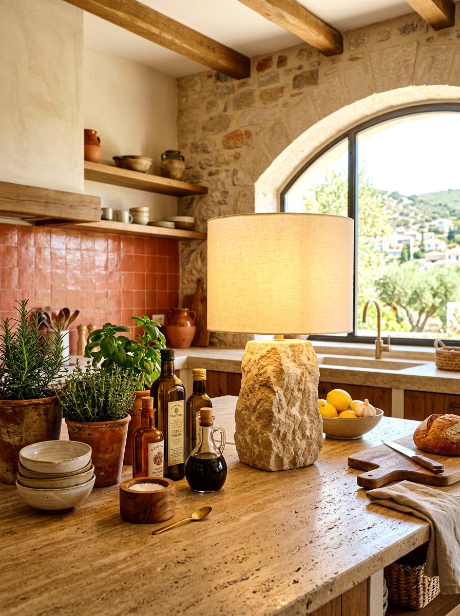 Natural Stone Lamp - 30 kitchen table lamp ideas