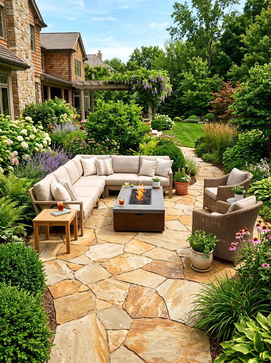 Natural Stone Paver - 30 sunset inspired patio ideas