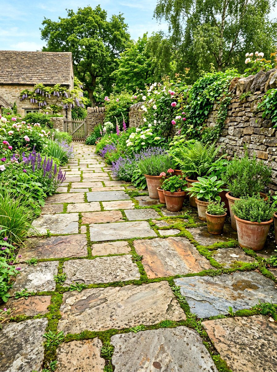 Natural Stone Paving - 30 Mediterranean exterior courtyard ideas