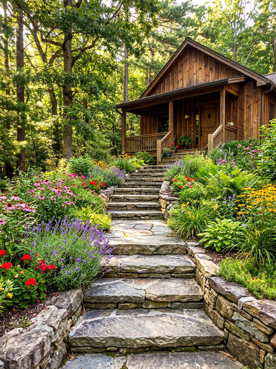 Natural Stone Porch Stairs - 30 porch step ideas