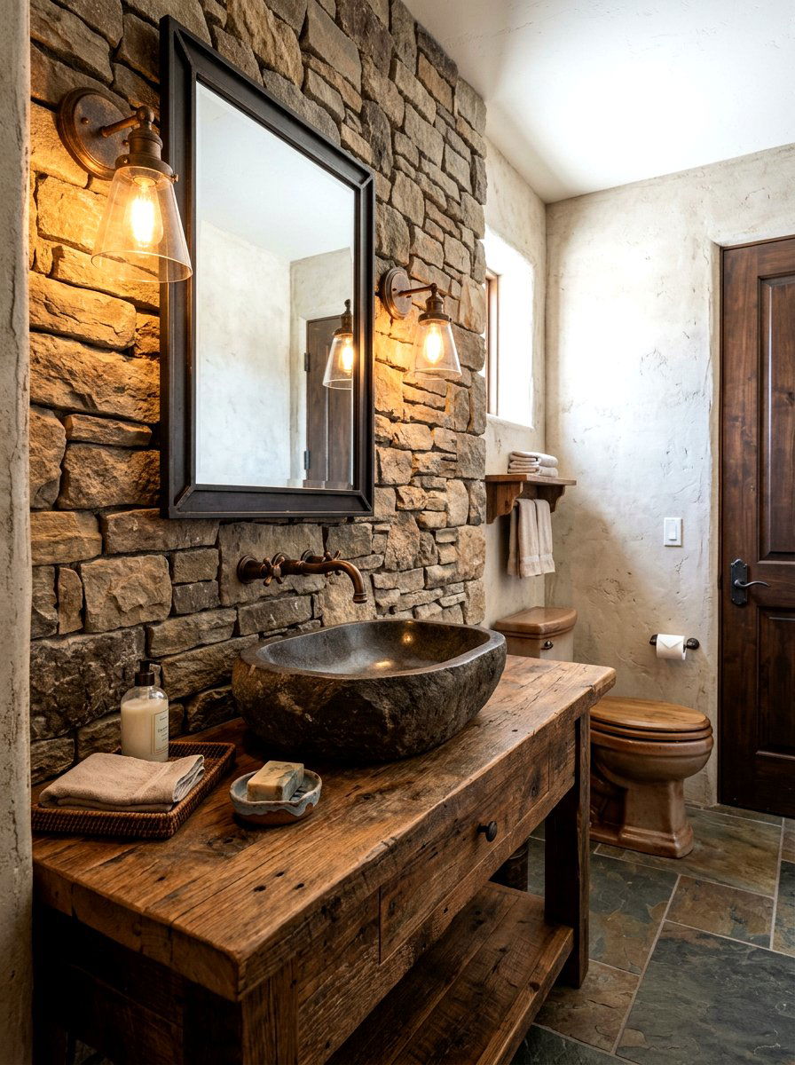 Natural Stone Powder Room - 30 powder room ideas